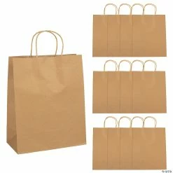 Hot Sale 😉 10 1/2" x 5 1/4" x 13" Large Brown Kraft Paper Gift Bags - 12 Pc. 😍