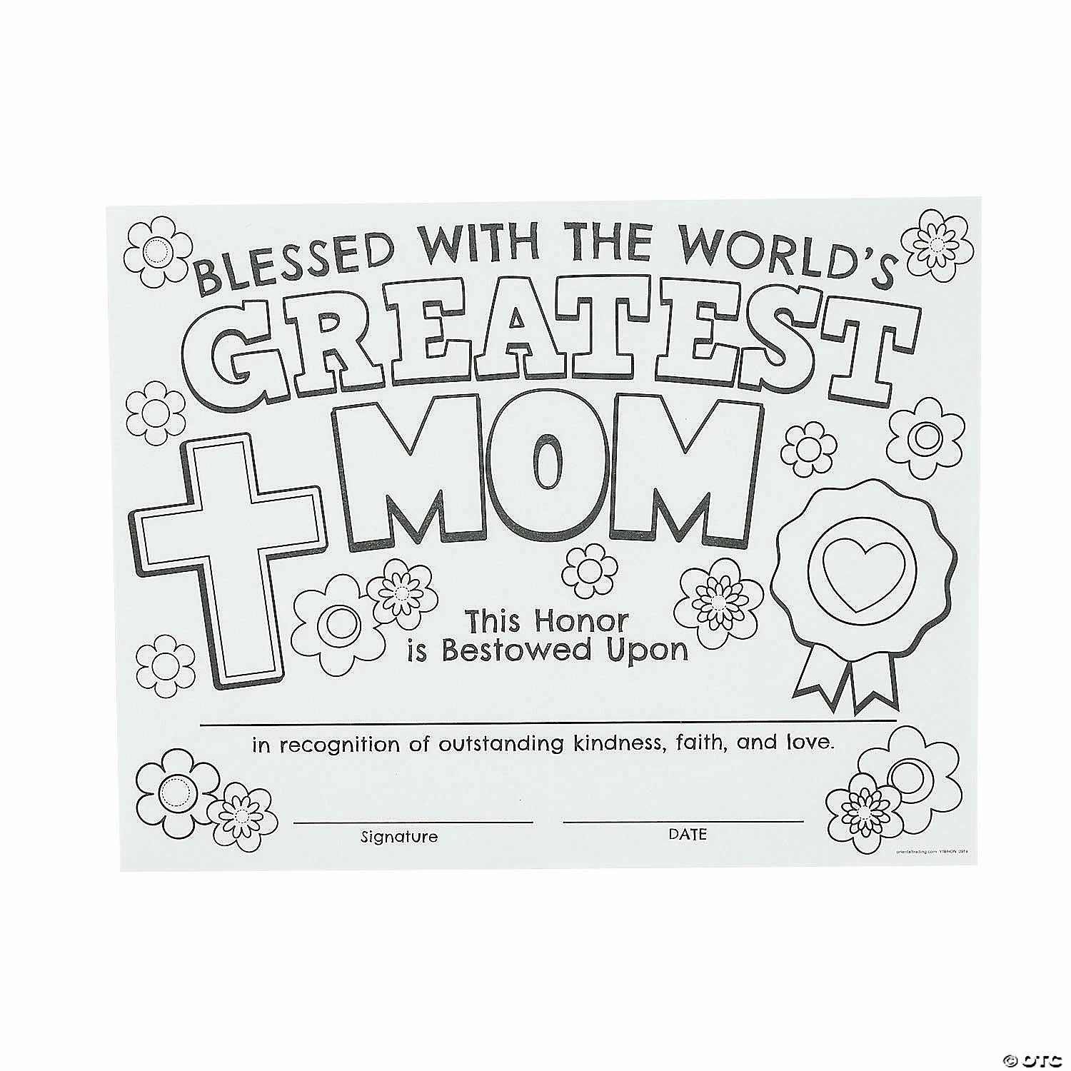 Hot Sale π Color Your Own Religious Greatest Mom Certificates - 24 Pc. π