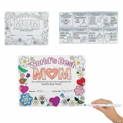 New 😍 Color Your Own World’s Best Mom Certificates - 12 Pc. ⭐