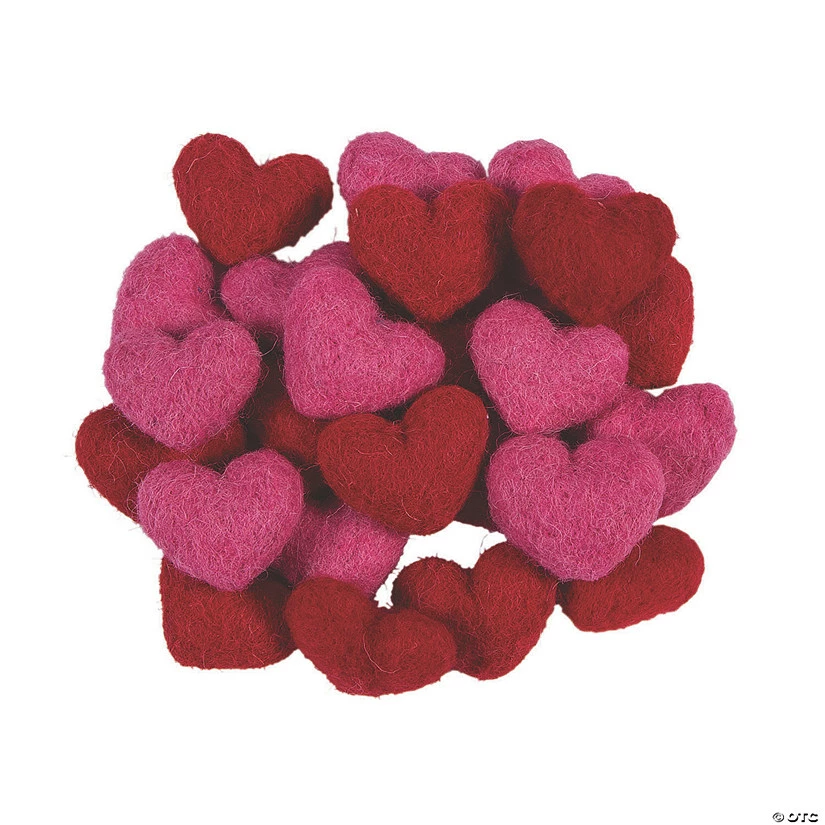 Coupon π Wool Felt Valentine Hearts - 24 Pc. π